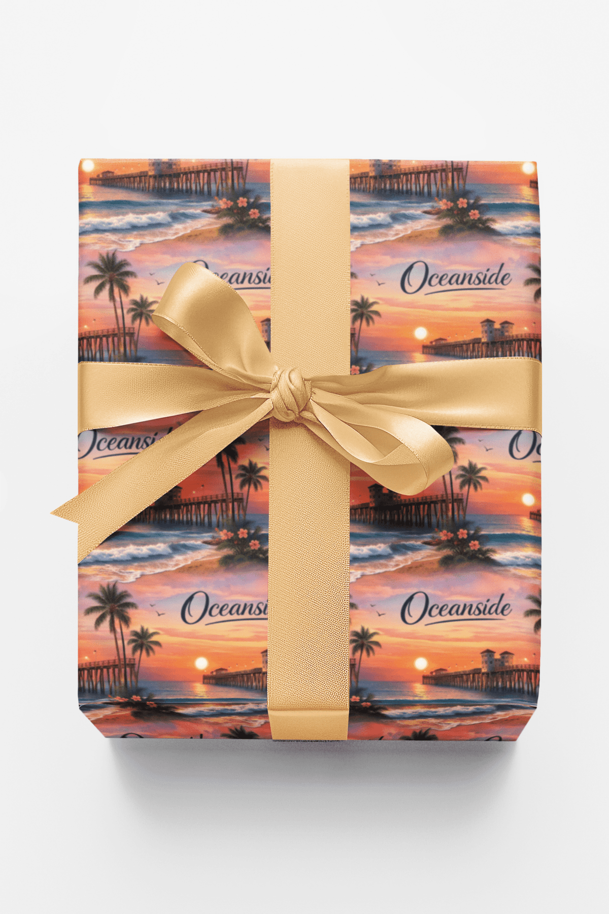 Oceanside Coastal Pier Glow Wrapping Paper