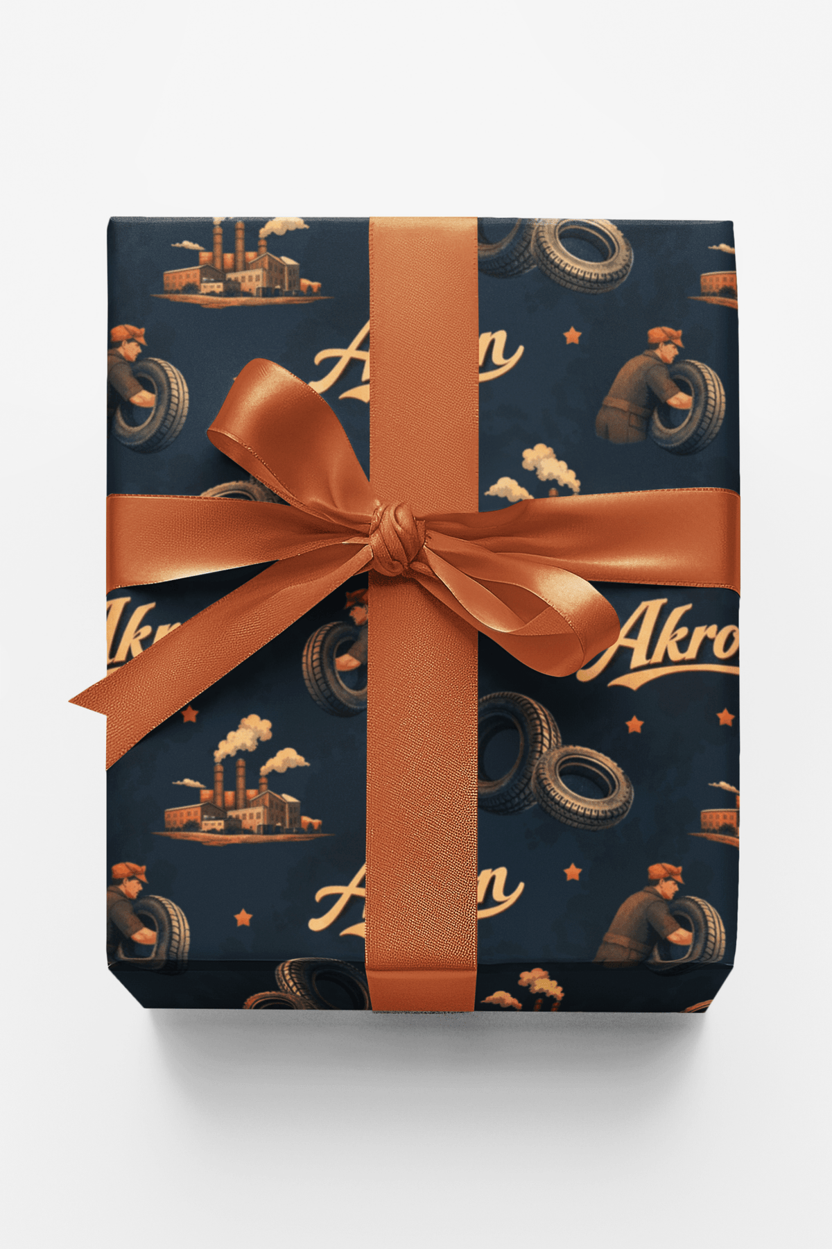Akron Tire Town Twilight Wrapping Paper