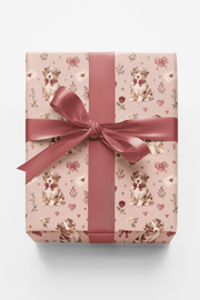 Red Merle Aussie Valentine’s Puppies Wrapping Paper