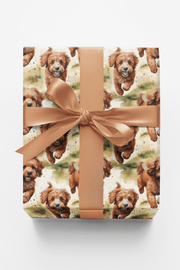 Sunlit Cavapoo Fields Wrapping Paper
