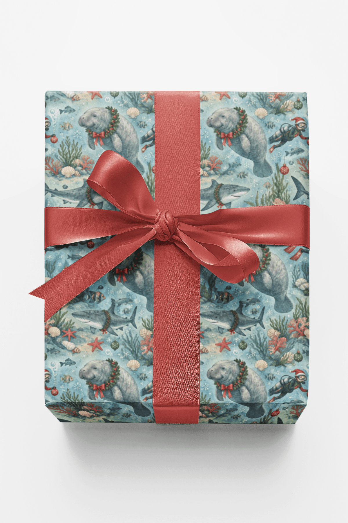 Manatee Christmas Wishes Wrapping Paper