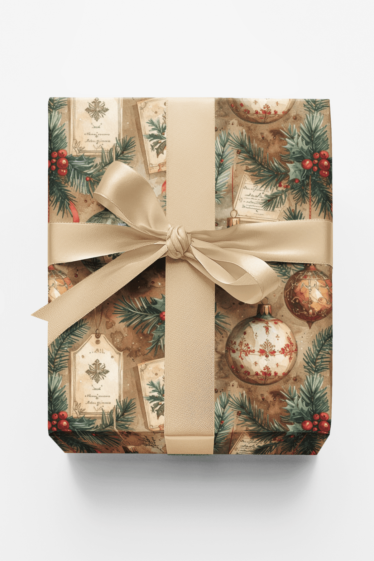 Vintage Ornament Registry Wrapping Paper