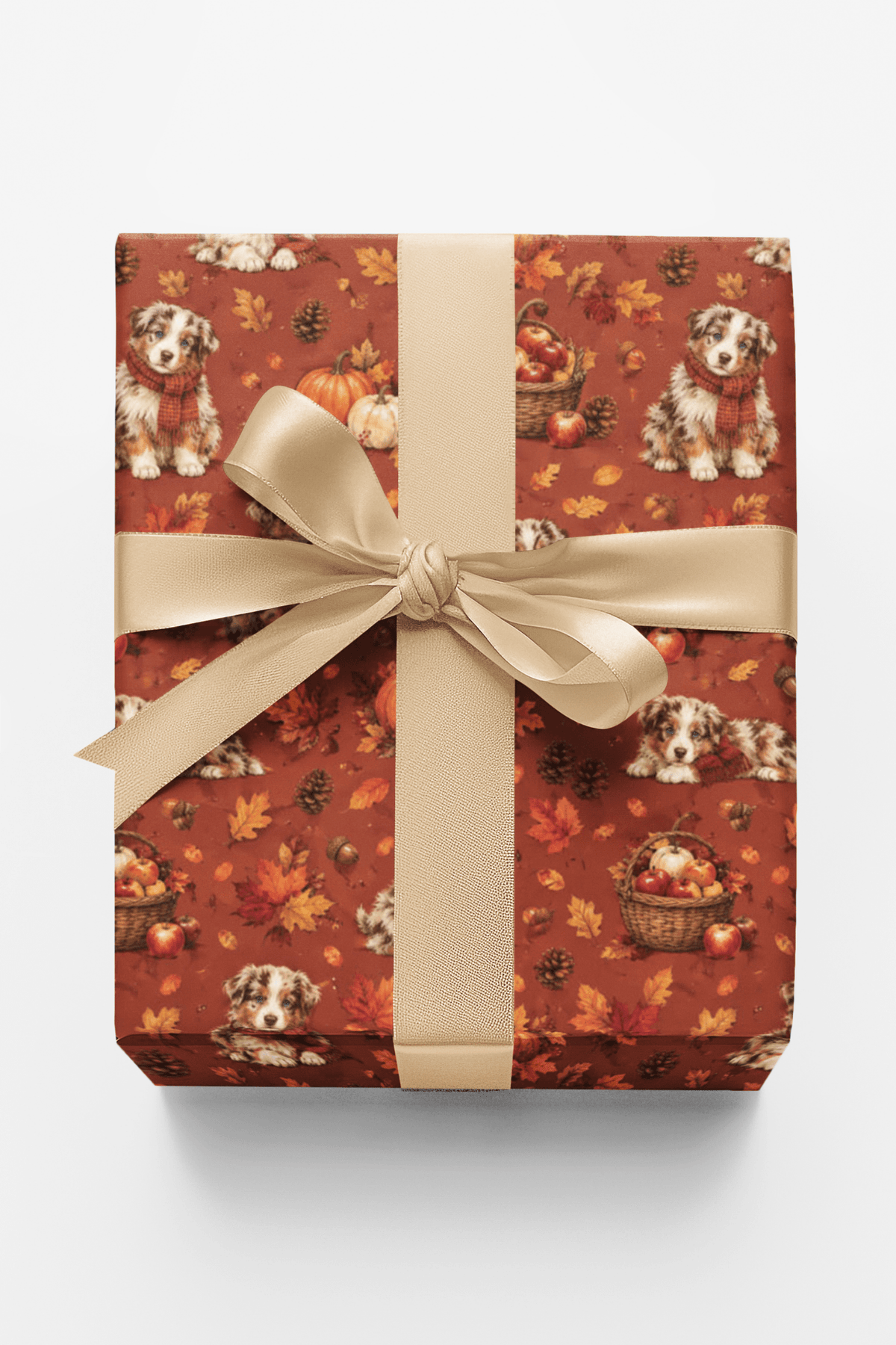 Red Merle Aussie Autumn Harvest Wrapping Paper