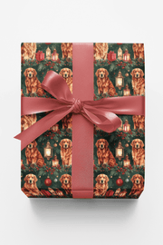 Cozy Fireplace Christmas Goldens Wrapping Paper