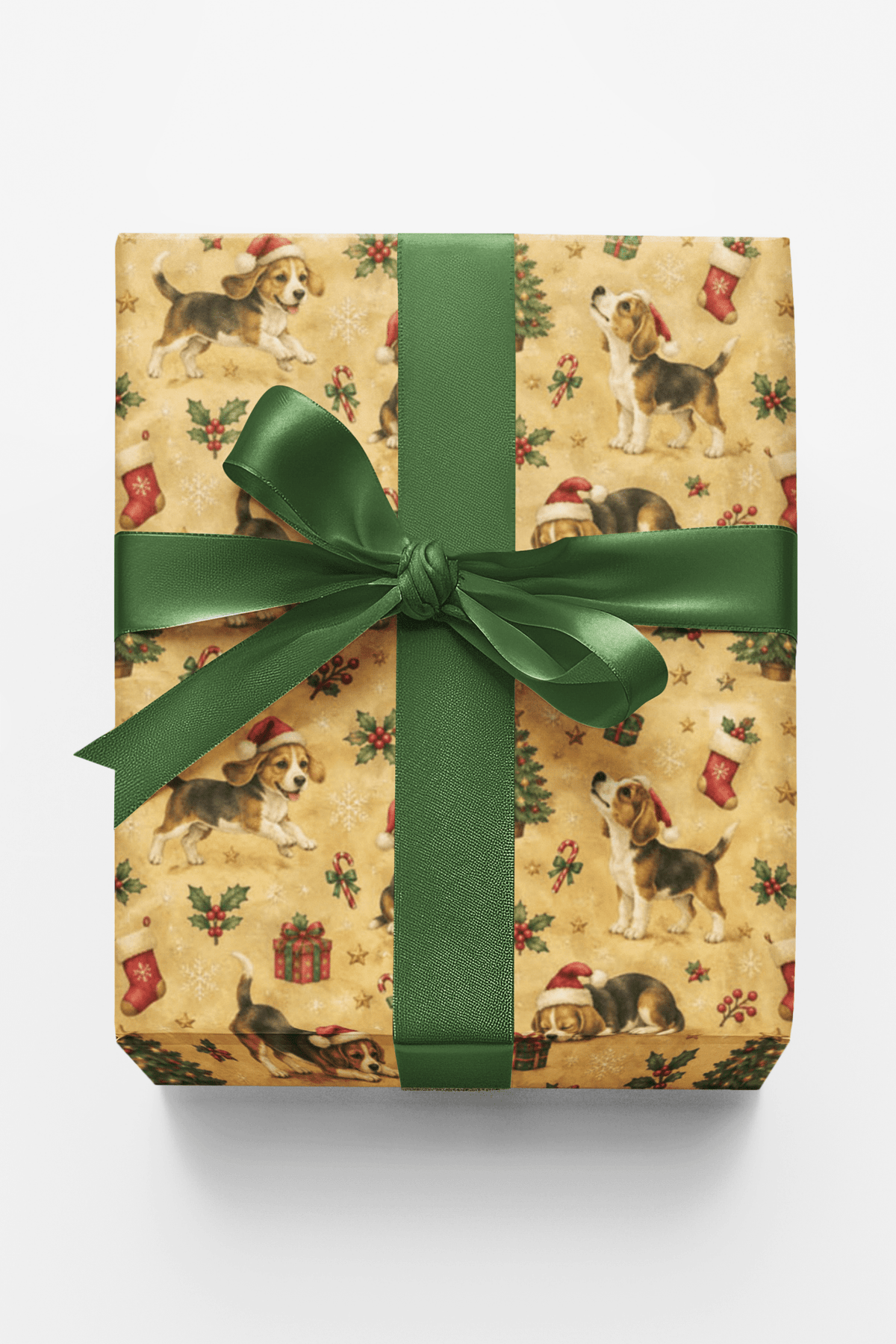 Beagles In Santa Hats Wrapping Paper