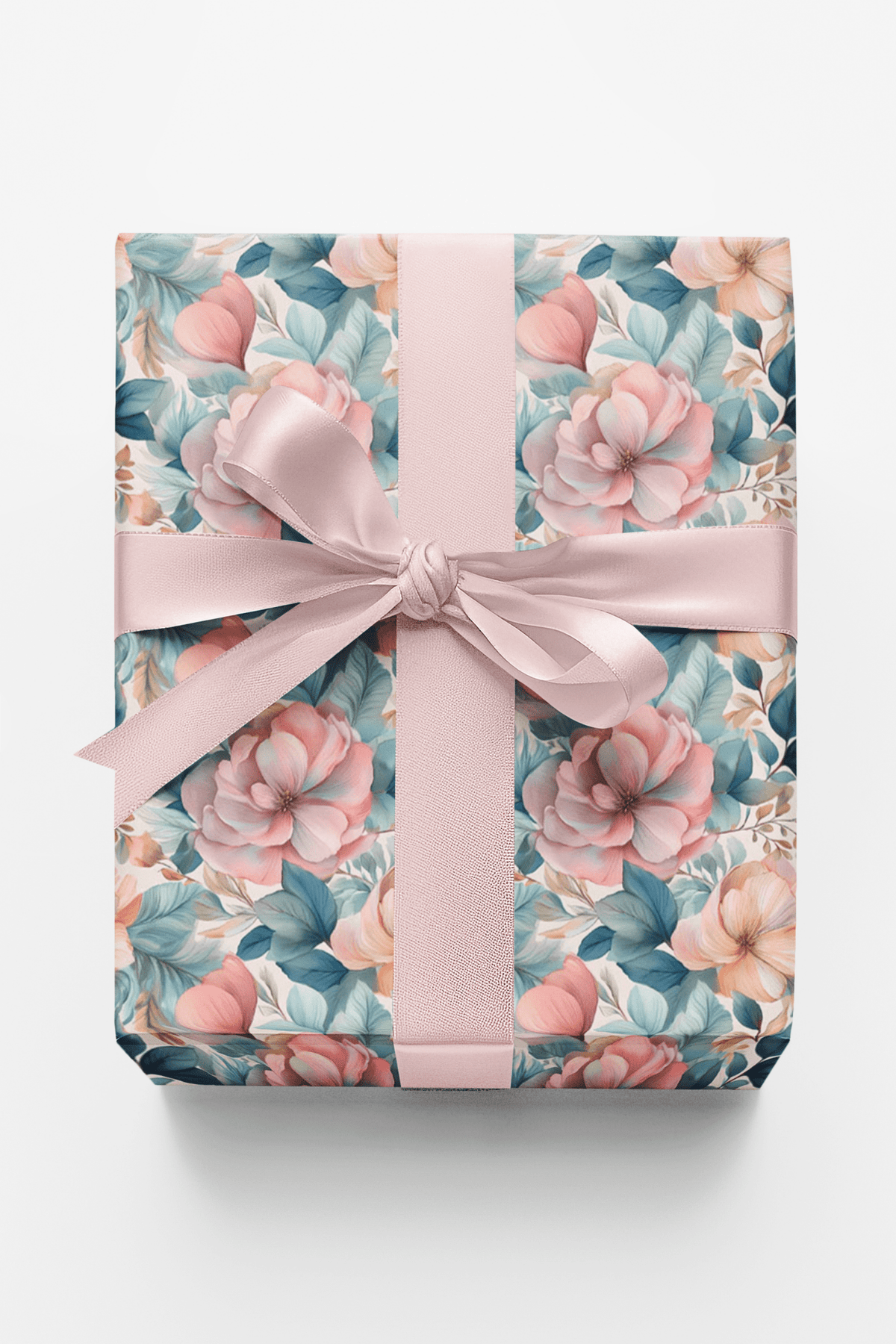 Azure Bloom Wrapping Paper