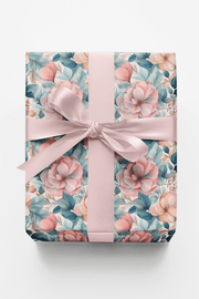 Azure Bloom Wrapping Paper