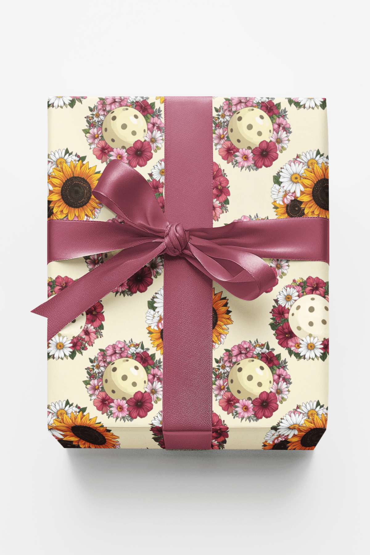 Blooming Pickleball Wreaths Wrapping Paper