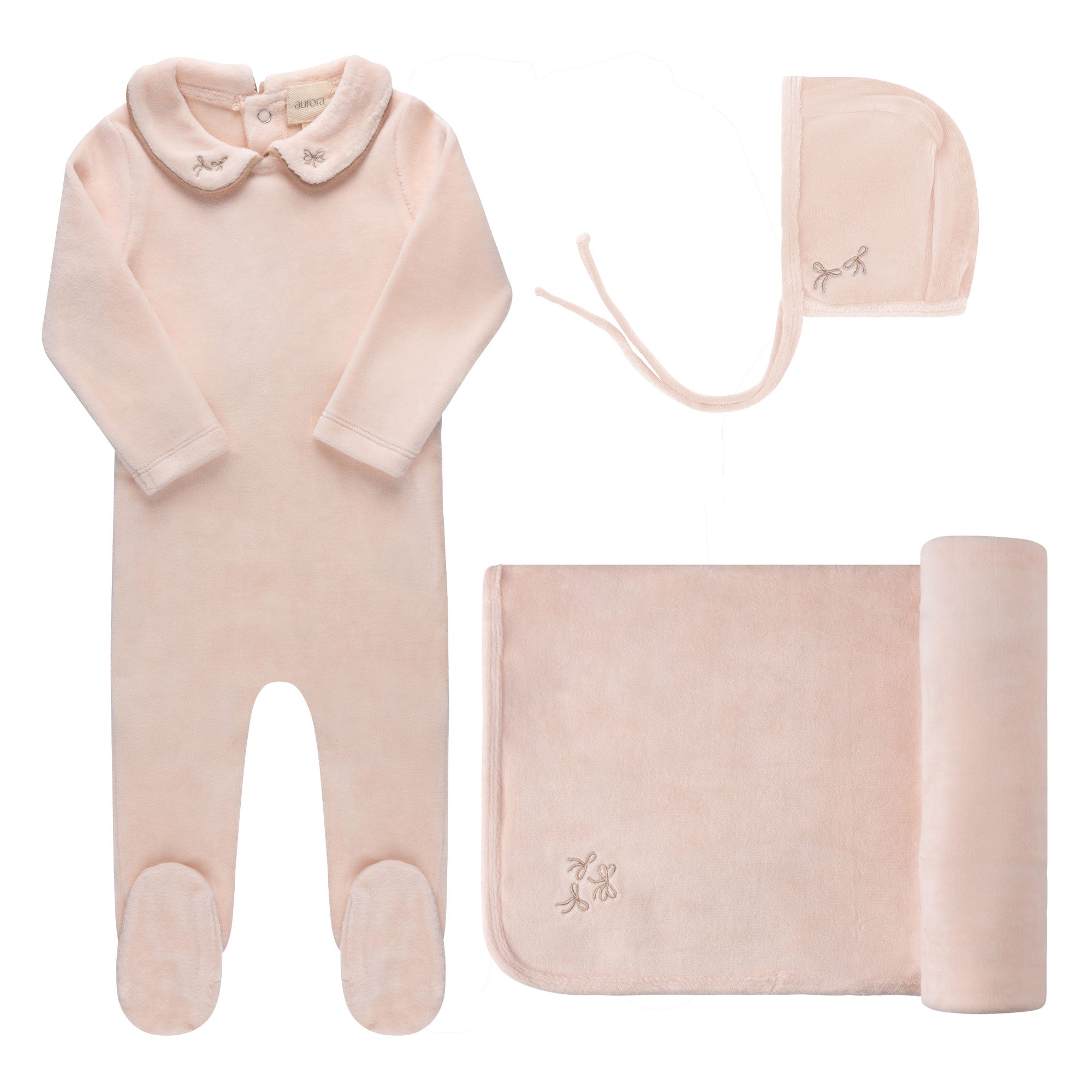 Aurora Pink Embroidered Velour Collar Take Me Home Set