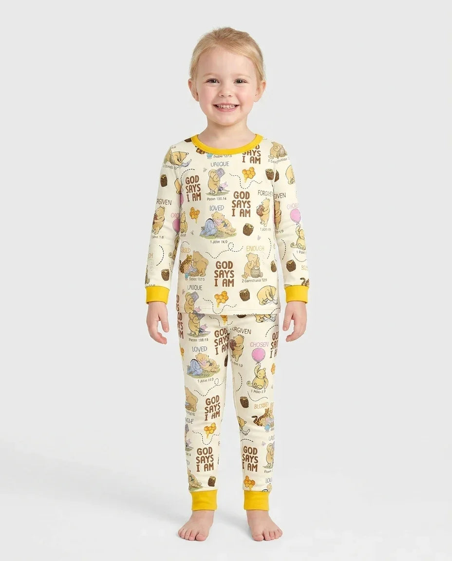 God Says I Am – Little Blessings Bamboo Two Piece Long Sleeve Pajama Set