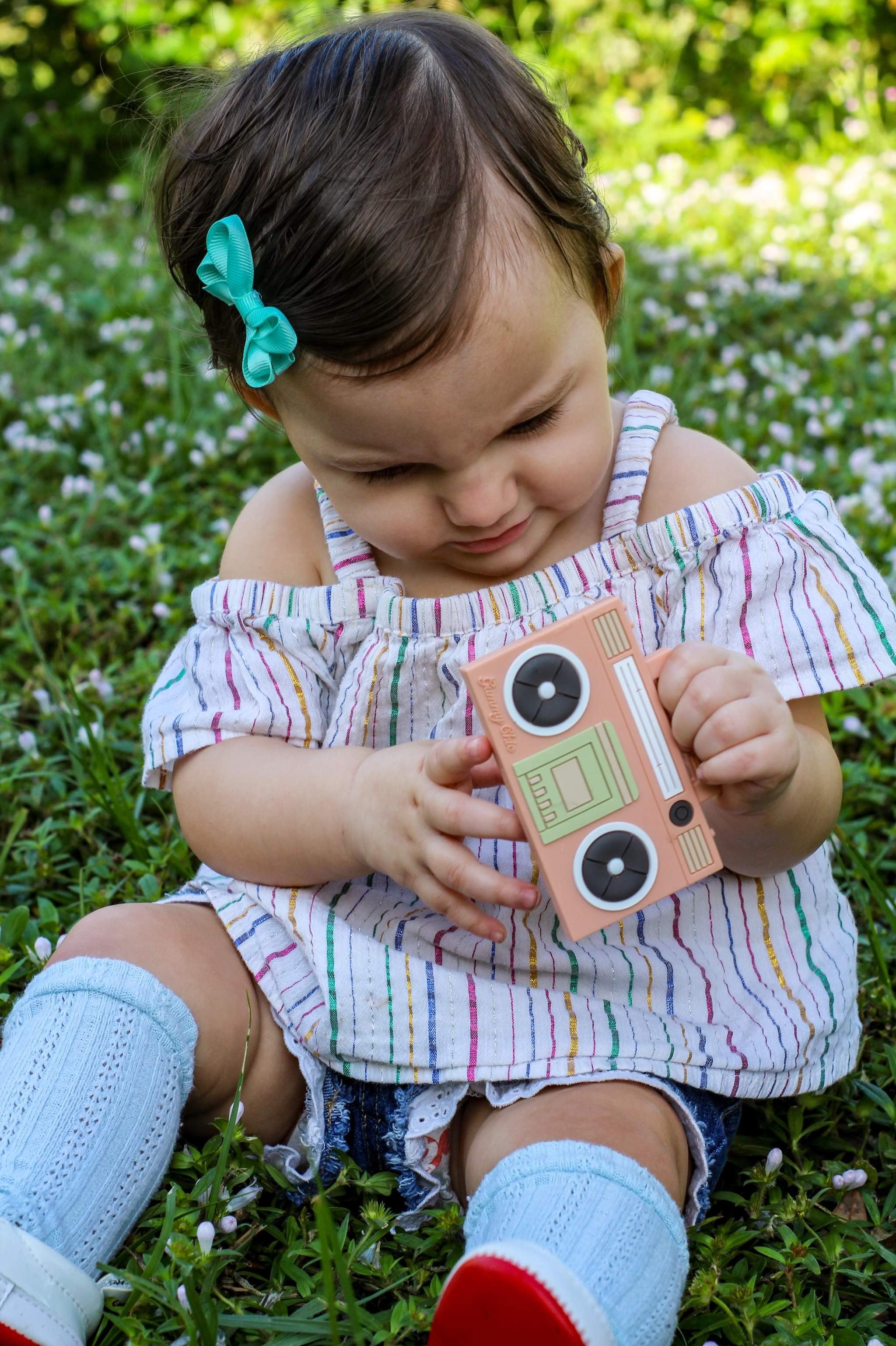 Boom Box Teether Silicone Clip On Teether