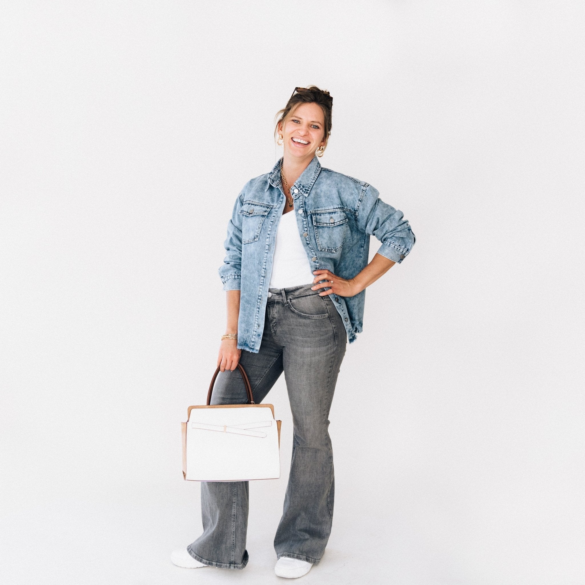 Blue Raw Hem Denim Jean Jacket - Women