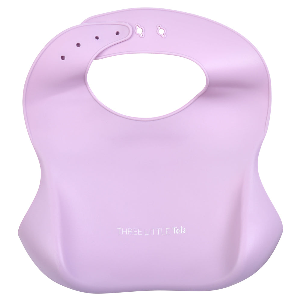 Lilac Silicone Bib With Crumb Catcher