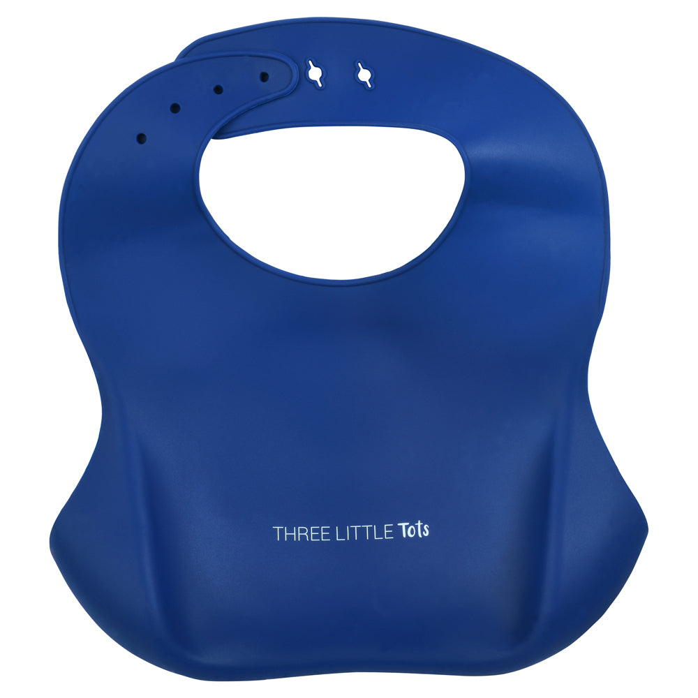 Sailor Blue Silicone Bib With Crumb Catcher