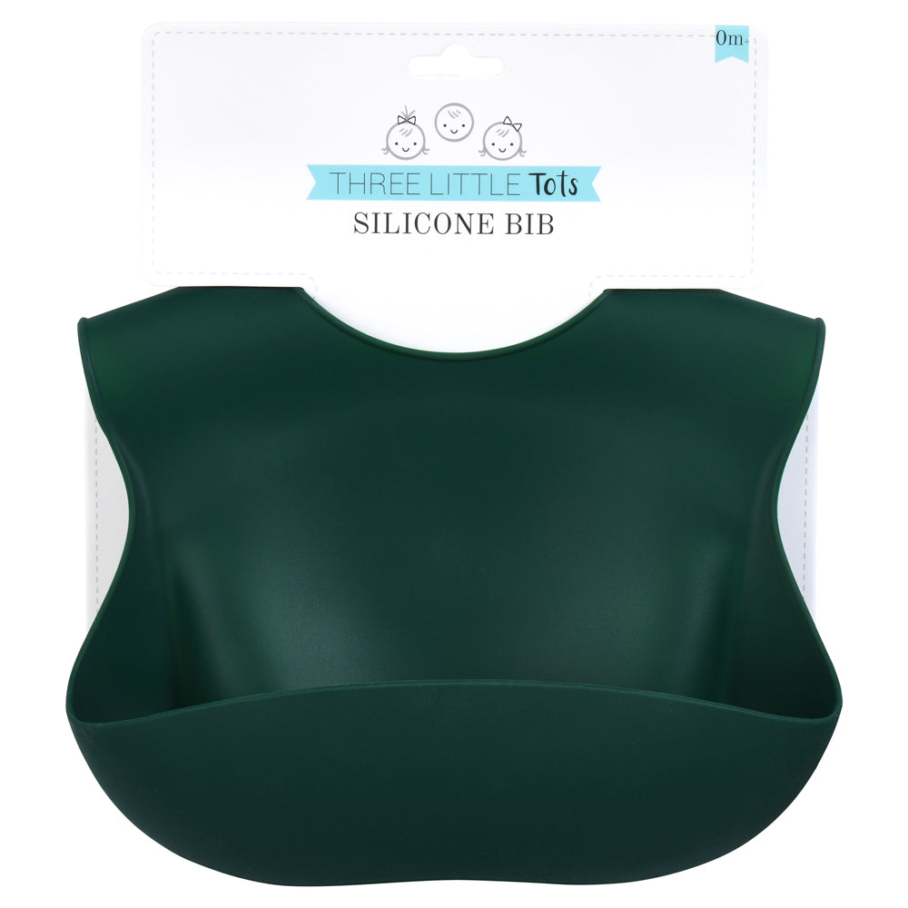 Forrest Green Silicone Bib With Crumb Catcher