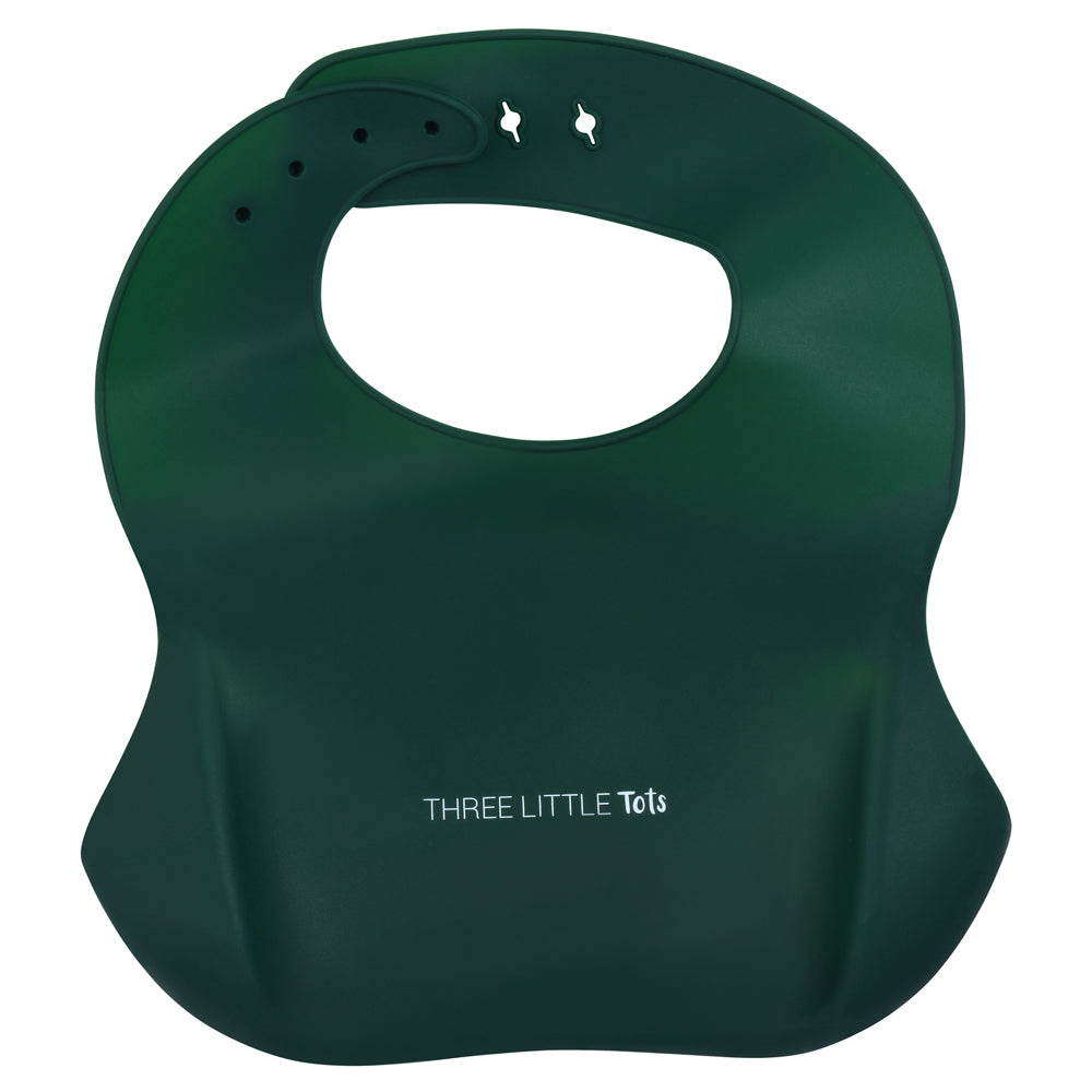 Forrest Green Silicone Bib With Crumb Catcher