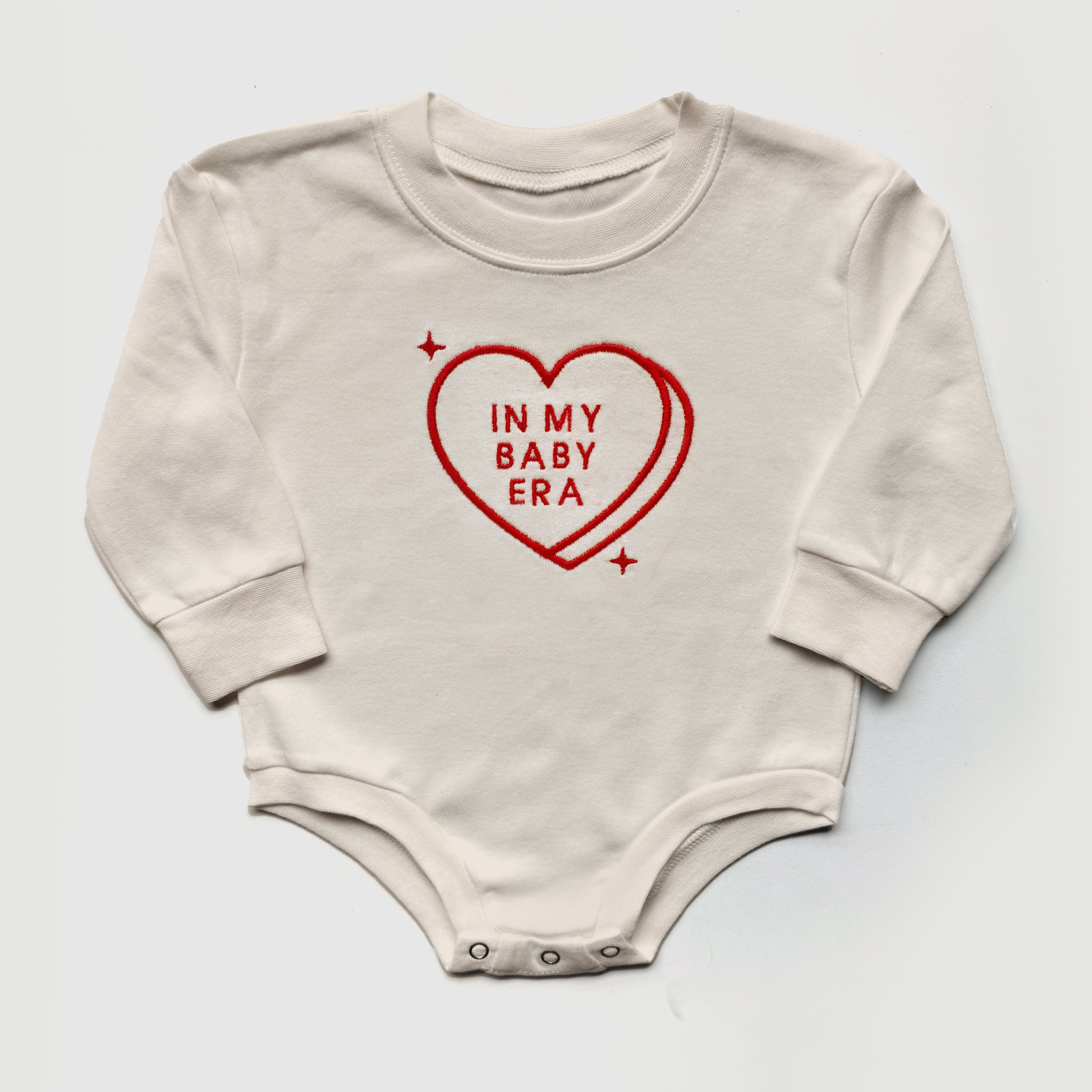 In My Mom Era And Baby Era Candy Heart Sweatshirts & Baby Outfits