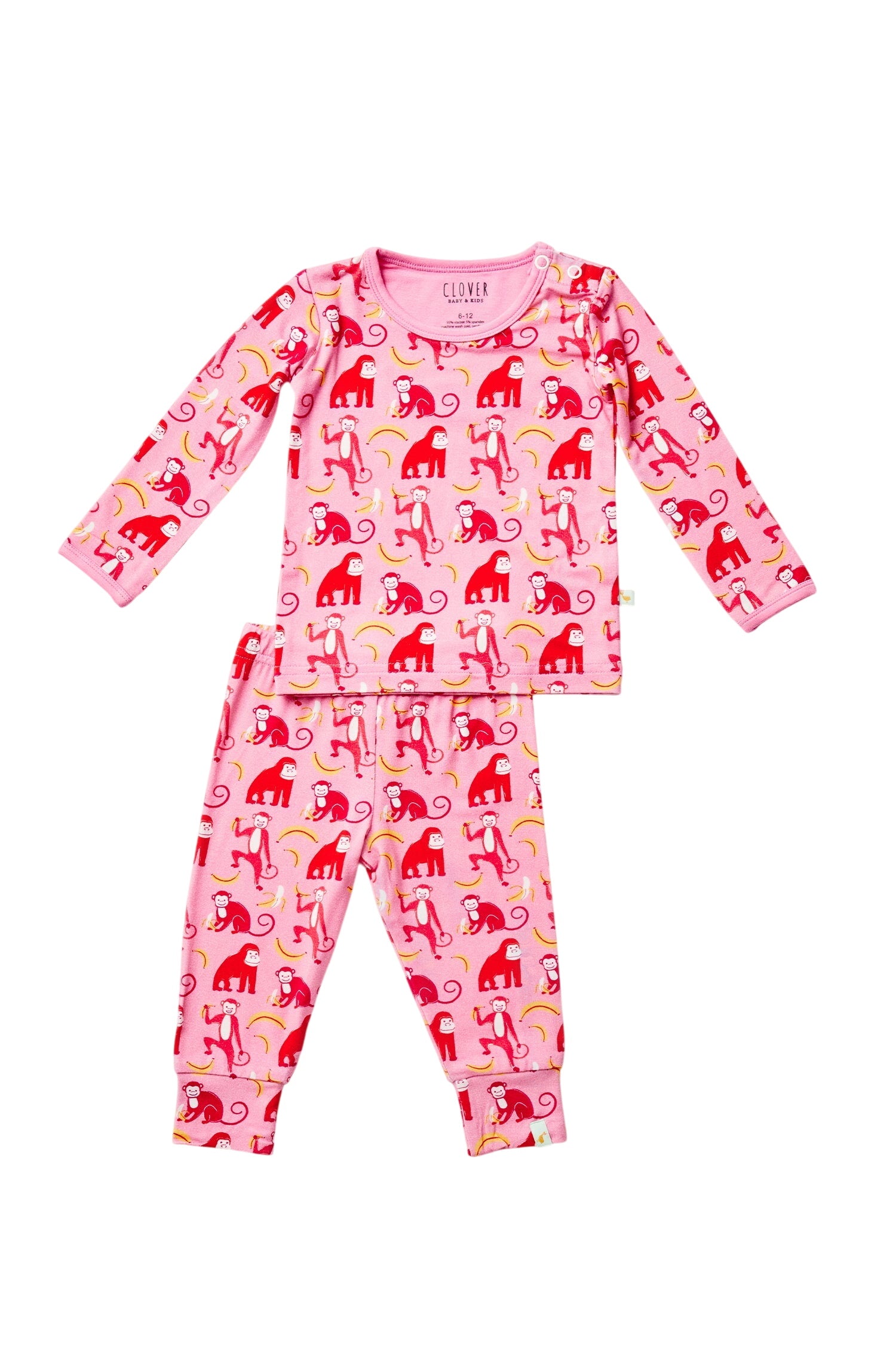 Long Sleeve Pajama Set - Monkeying Around Pink
