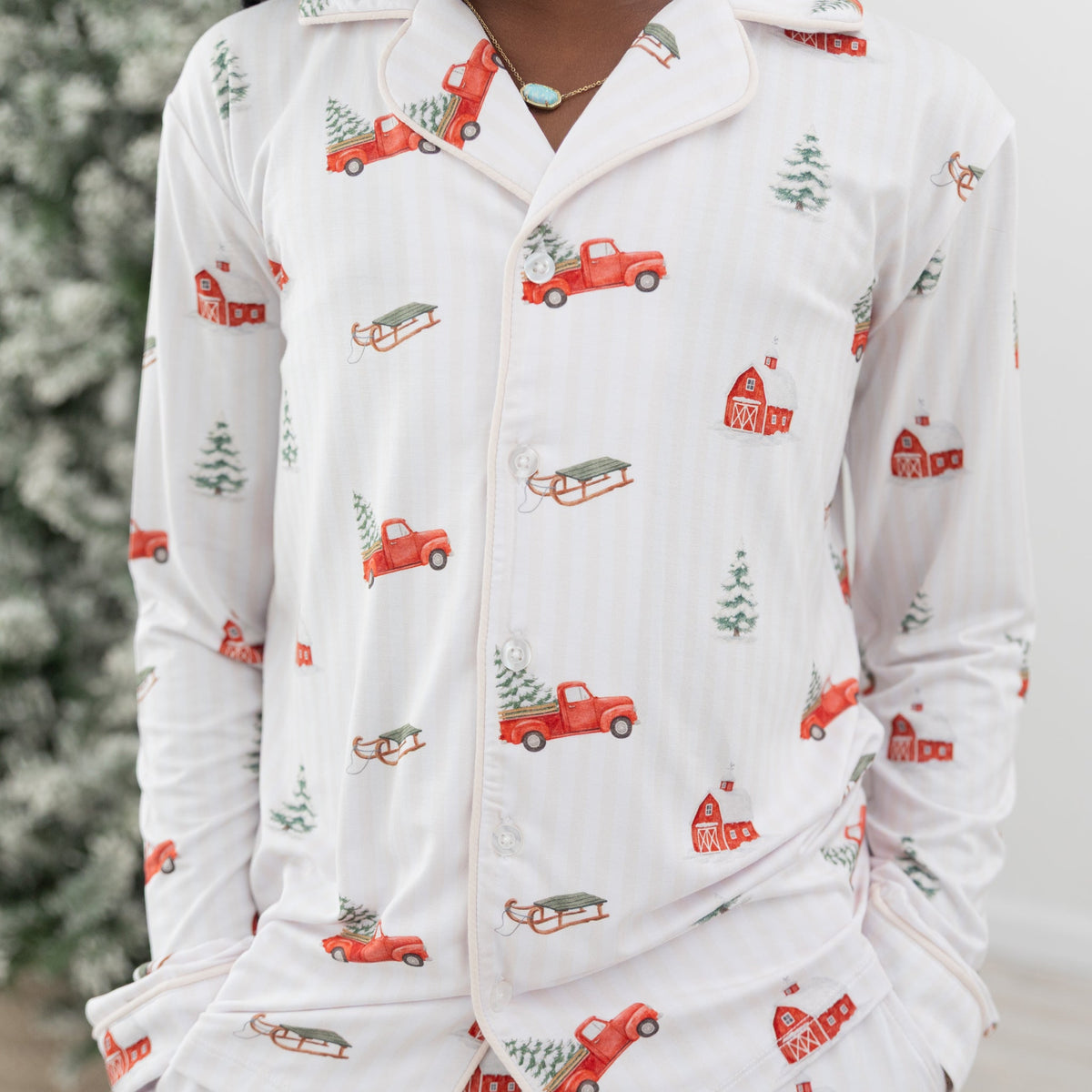 Little Red Truck Youth Unisex Button Down Set