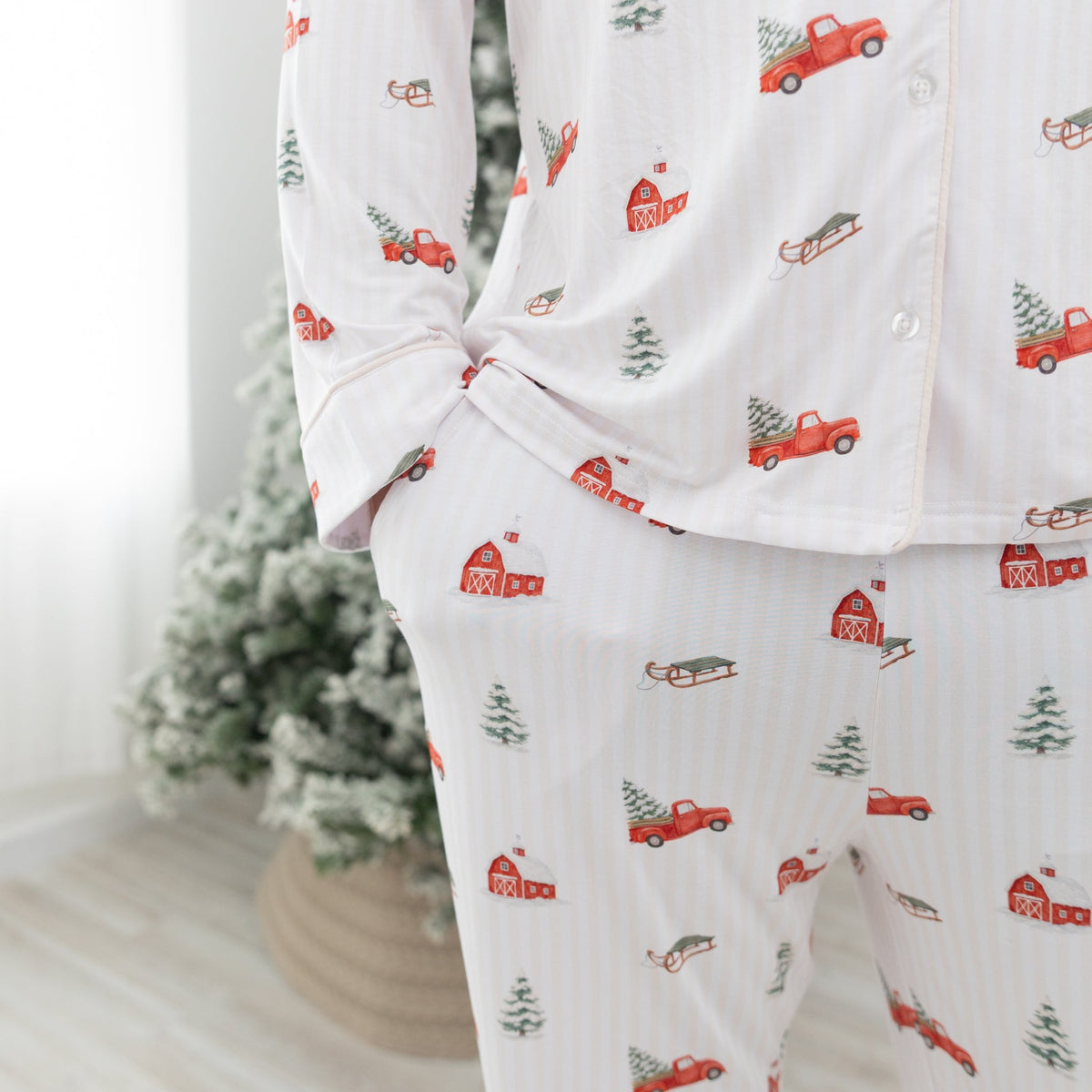 Little Red Truck Adult Unisex Button Down Set