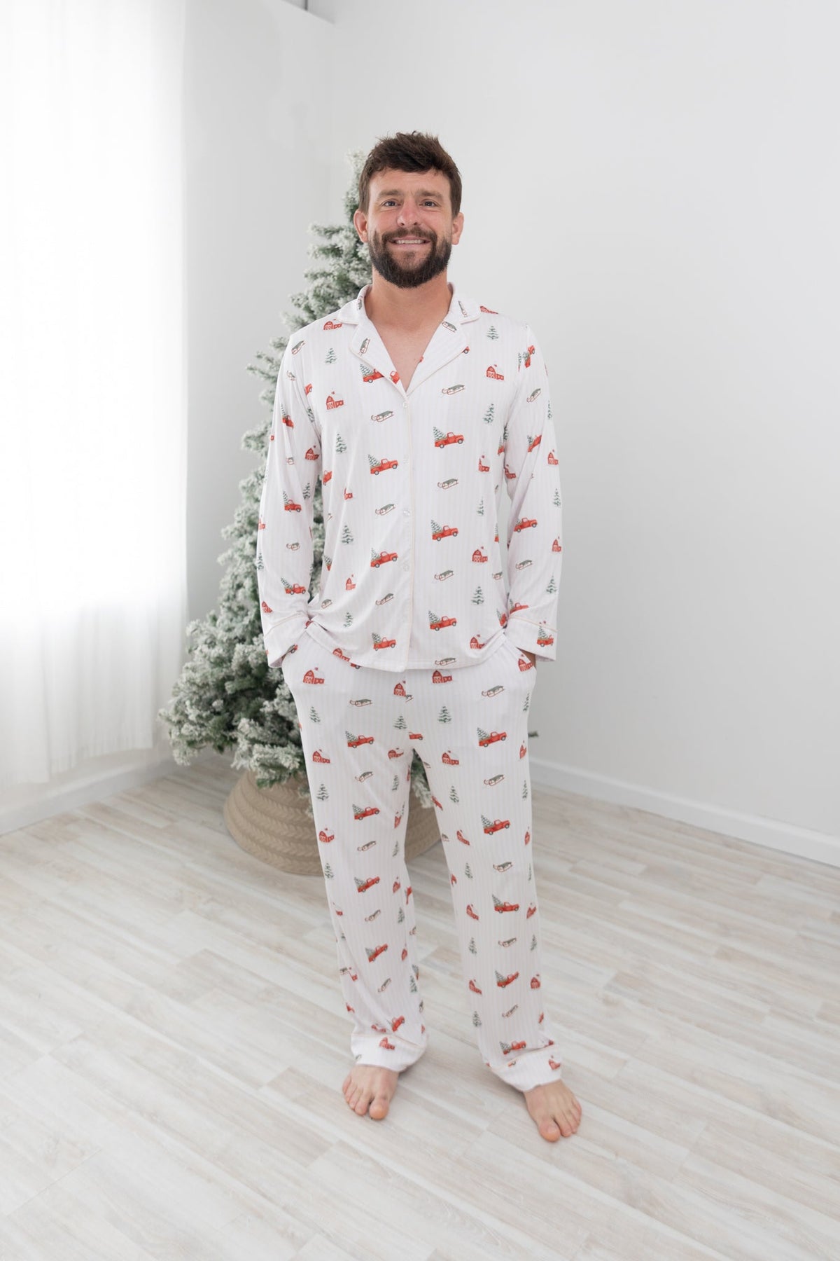Little Red Truck Adult Unisex Button Down Set