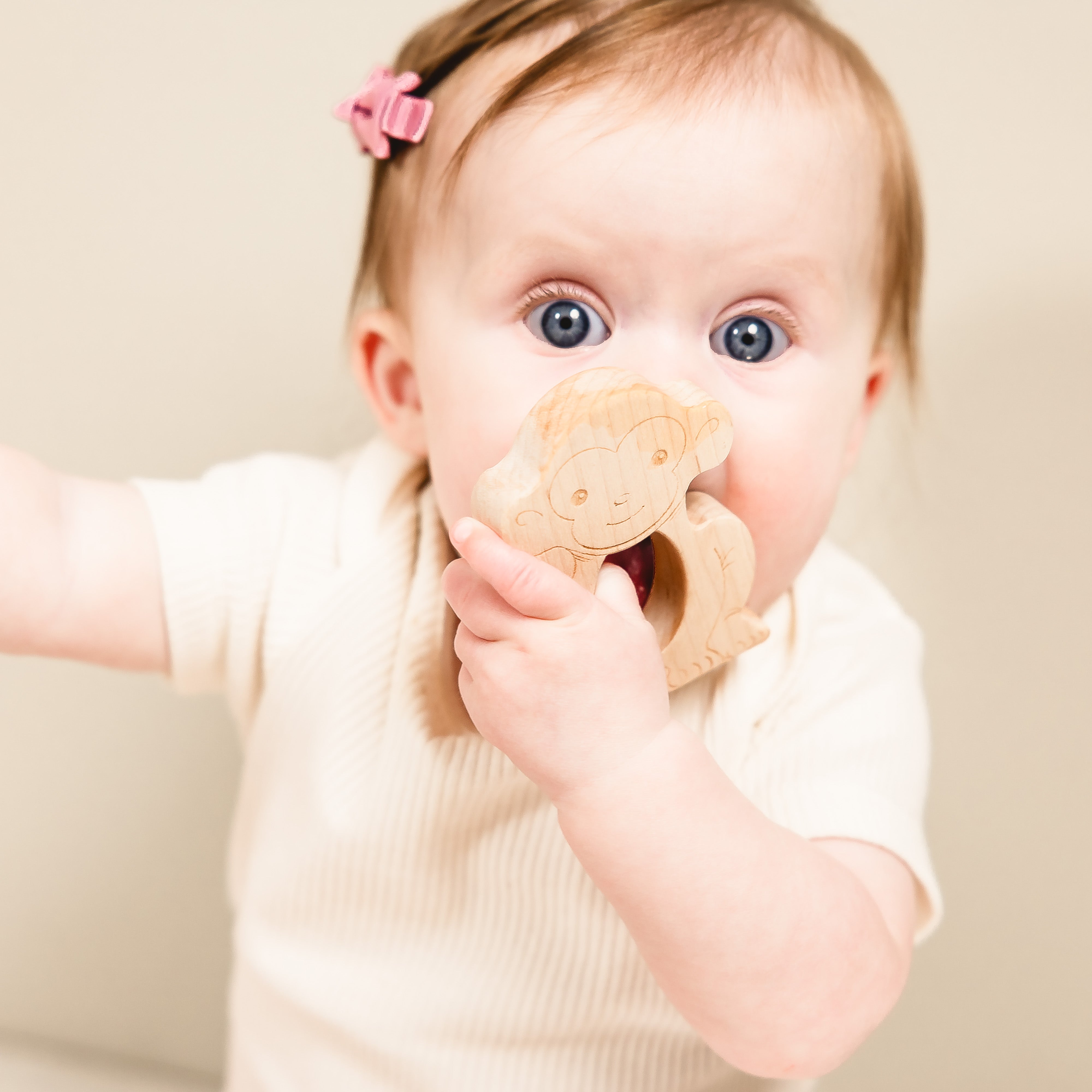 Soothing Monkey Teether With Organic Cotton Bag | Made In The Usa 🇺🇸