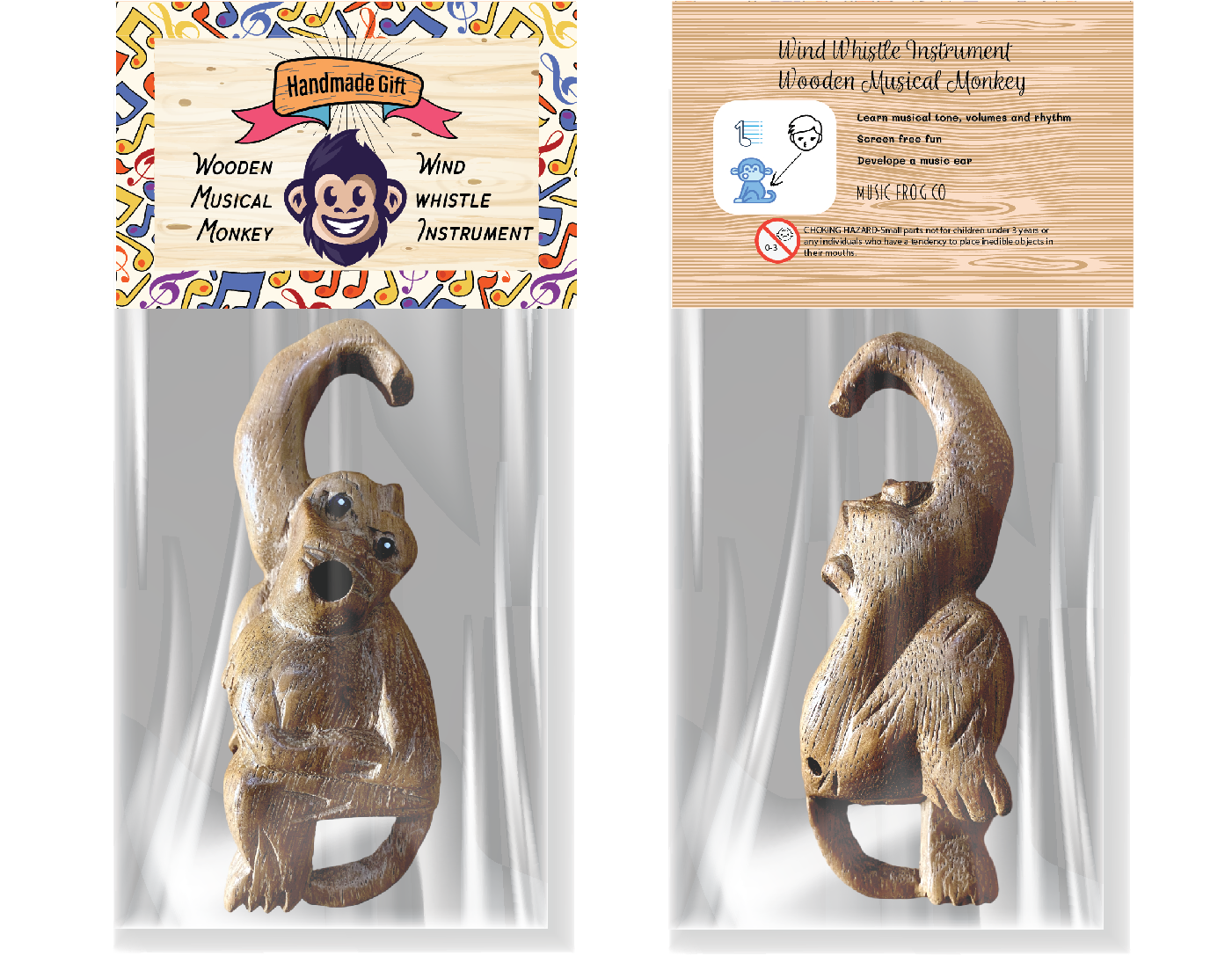 Wooden Musical Whistle Monkey Instrument