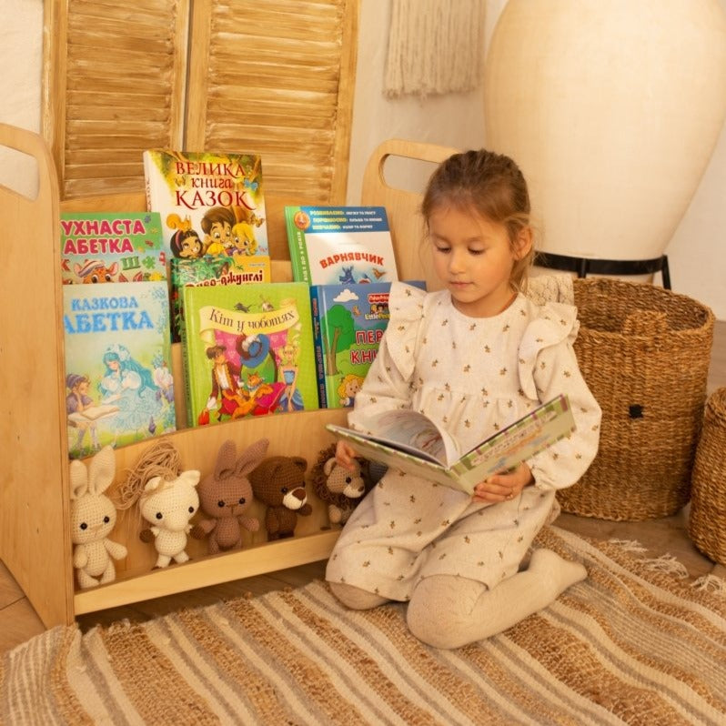 Montessori Wooden Bookshelf – Beige