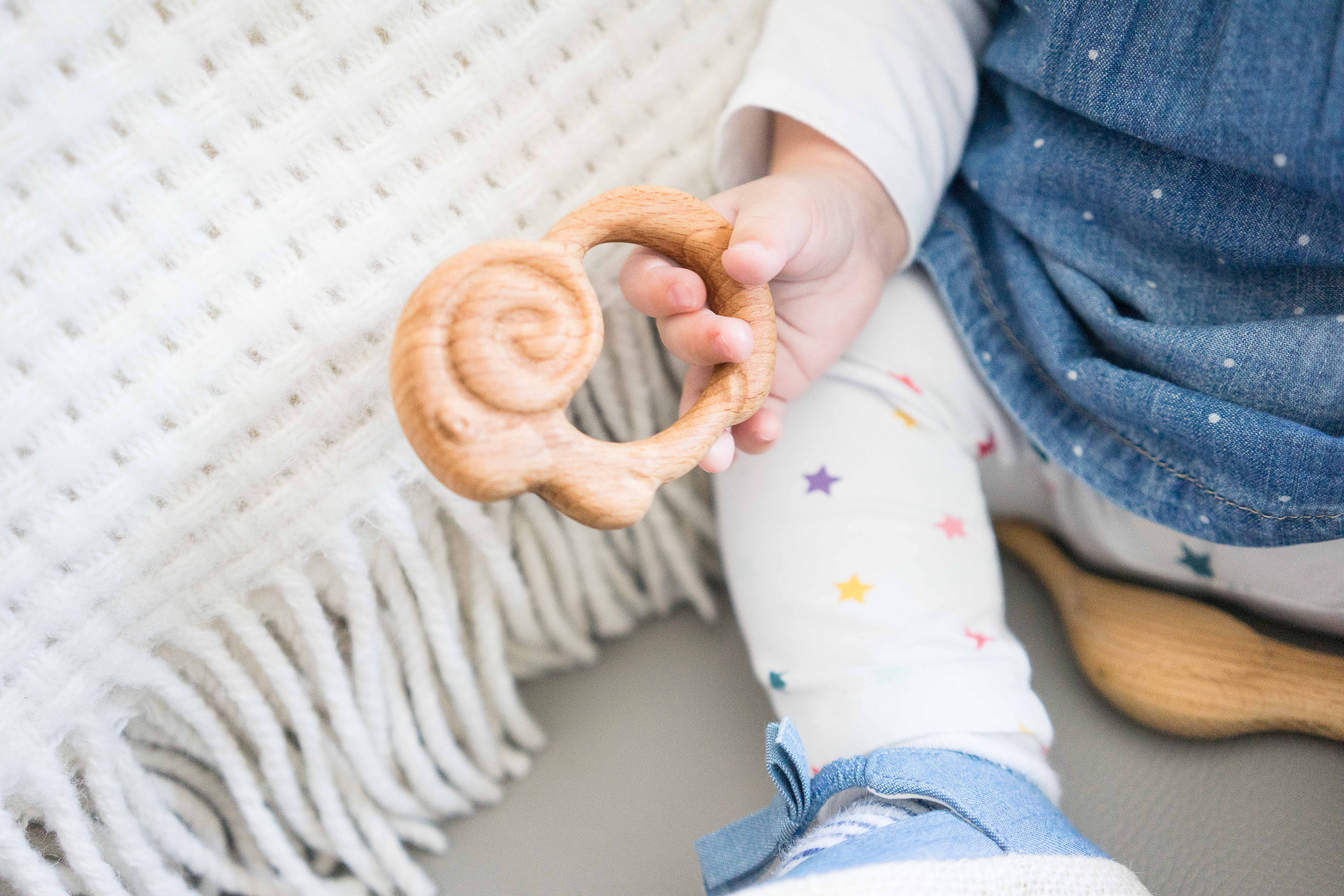 Organic Wooden Rattle-teether Sheep