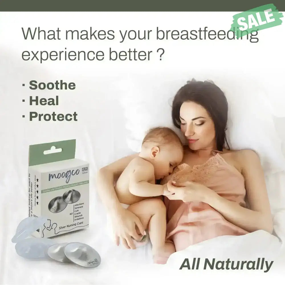 Moogco Silver Nursing Cups 925k Silver - Protect Against Sore Breasts And Nipple Irritation