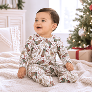 Western Christmas Baby Bamboo Zipper Romper - Cowboy Holiday