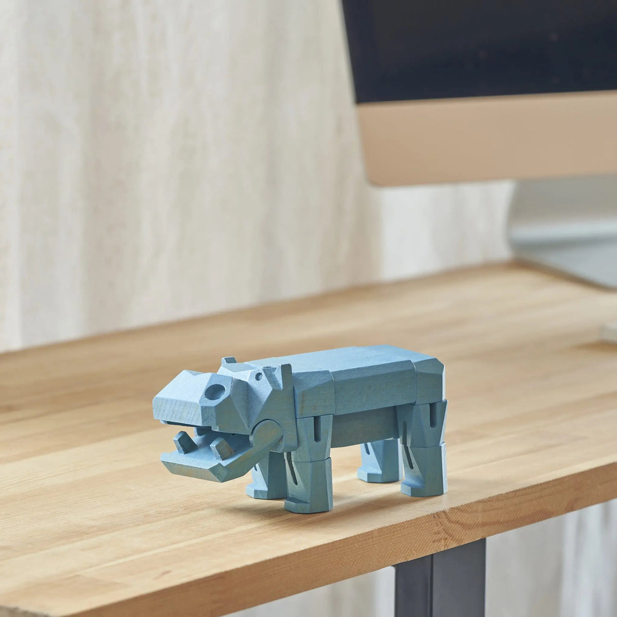 Morphits® Modern Wooden Hippo Decor – Interactive Puzzle & Art Piece