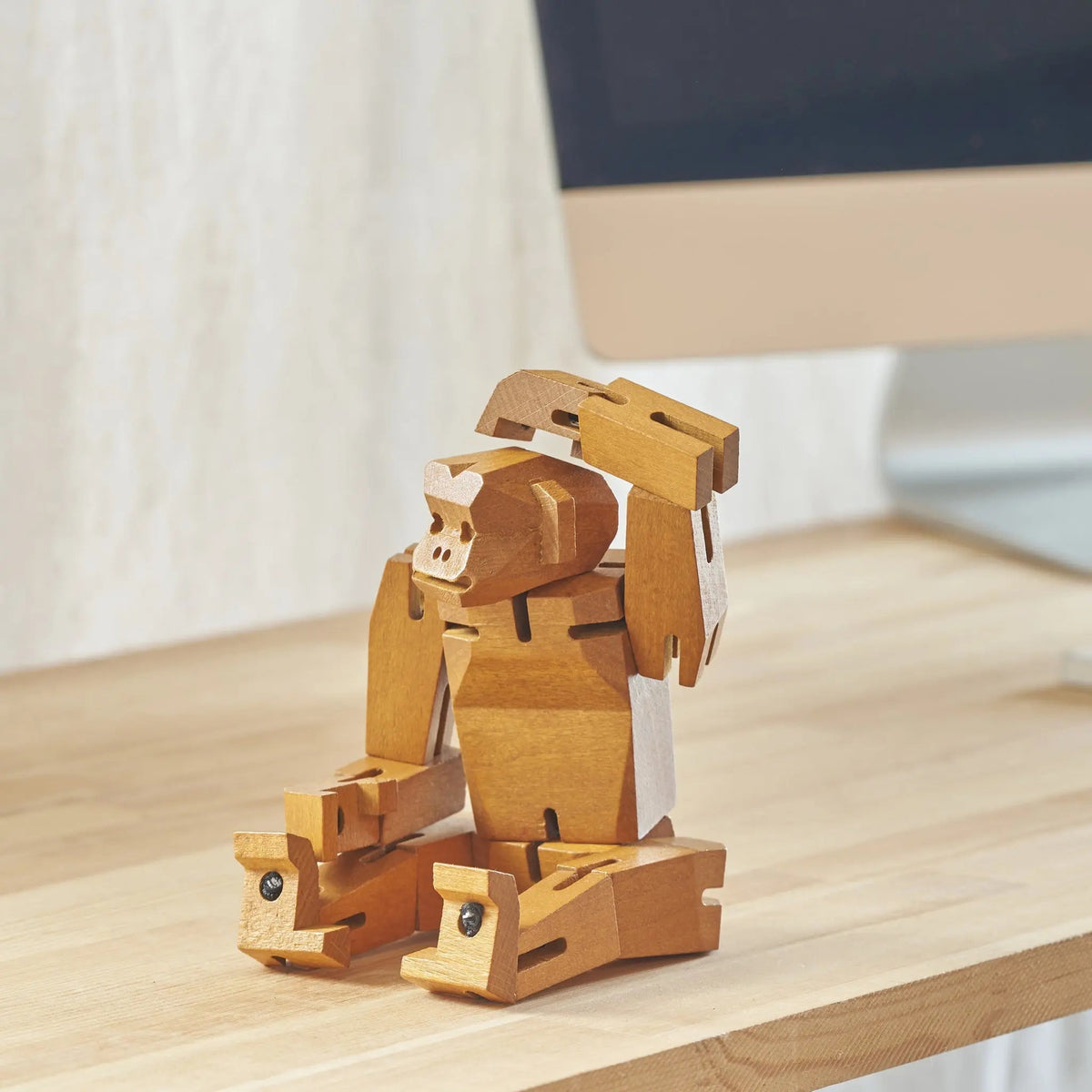Morphits® Modern Wooden Monkey Decor – Interactive Puzzle & Art Piece