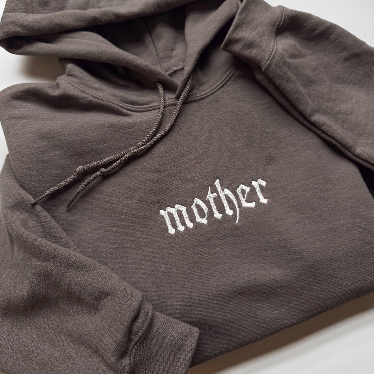 'mother' Edgy Gothic Embroidered Gray Hoodie