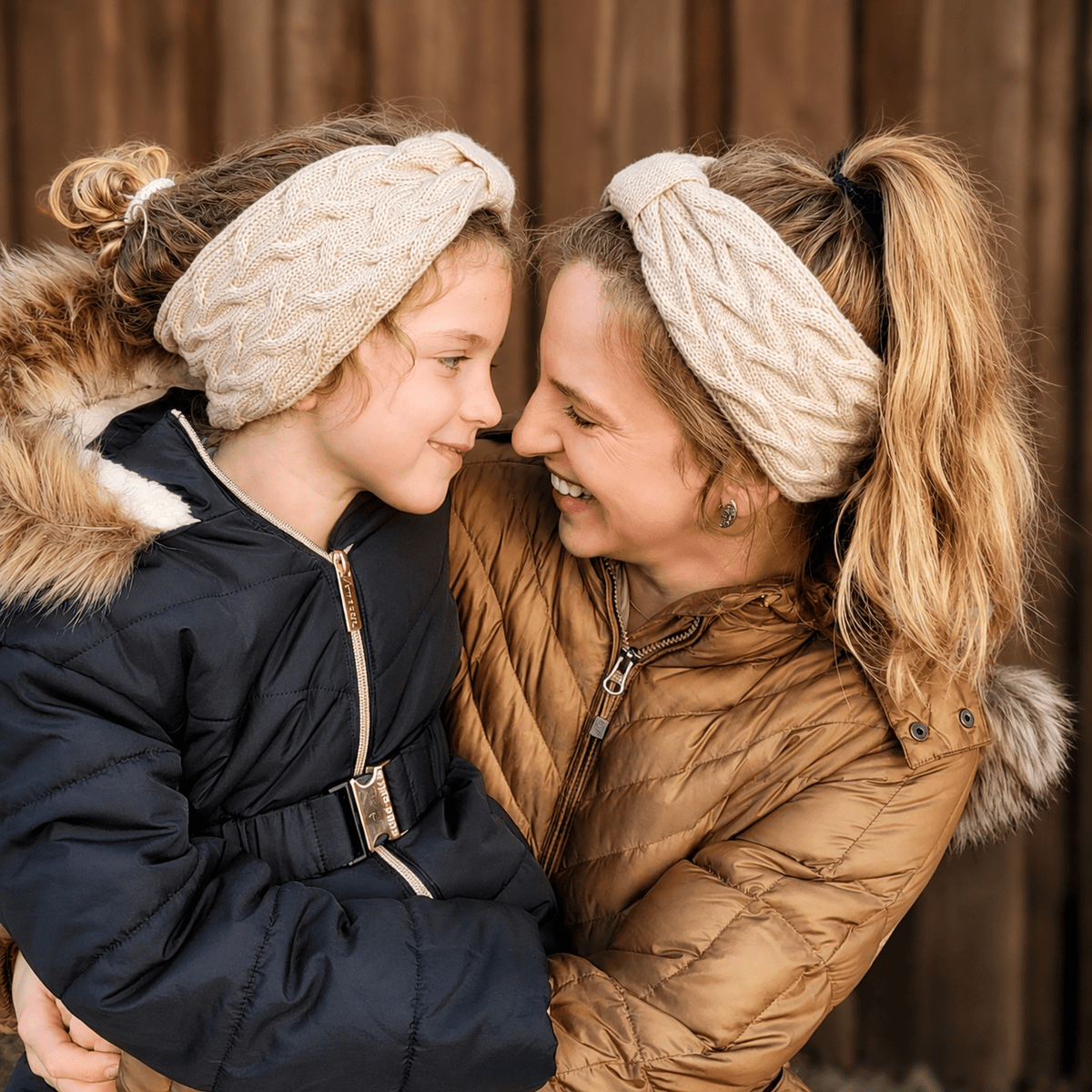 Matching Mommy & Me Ear Warmer Headbands- Beige
