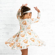 Mother's Love (giraffe) Long Sleeve Big Kid Twirl Dress