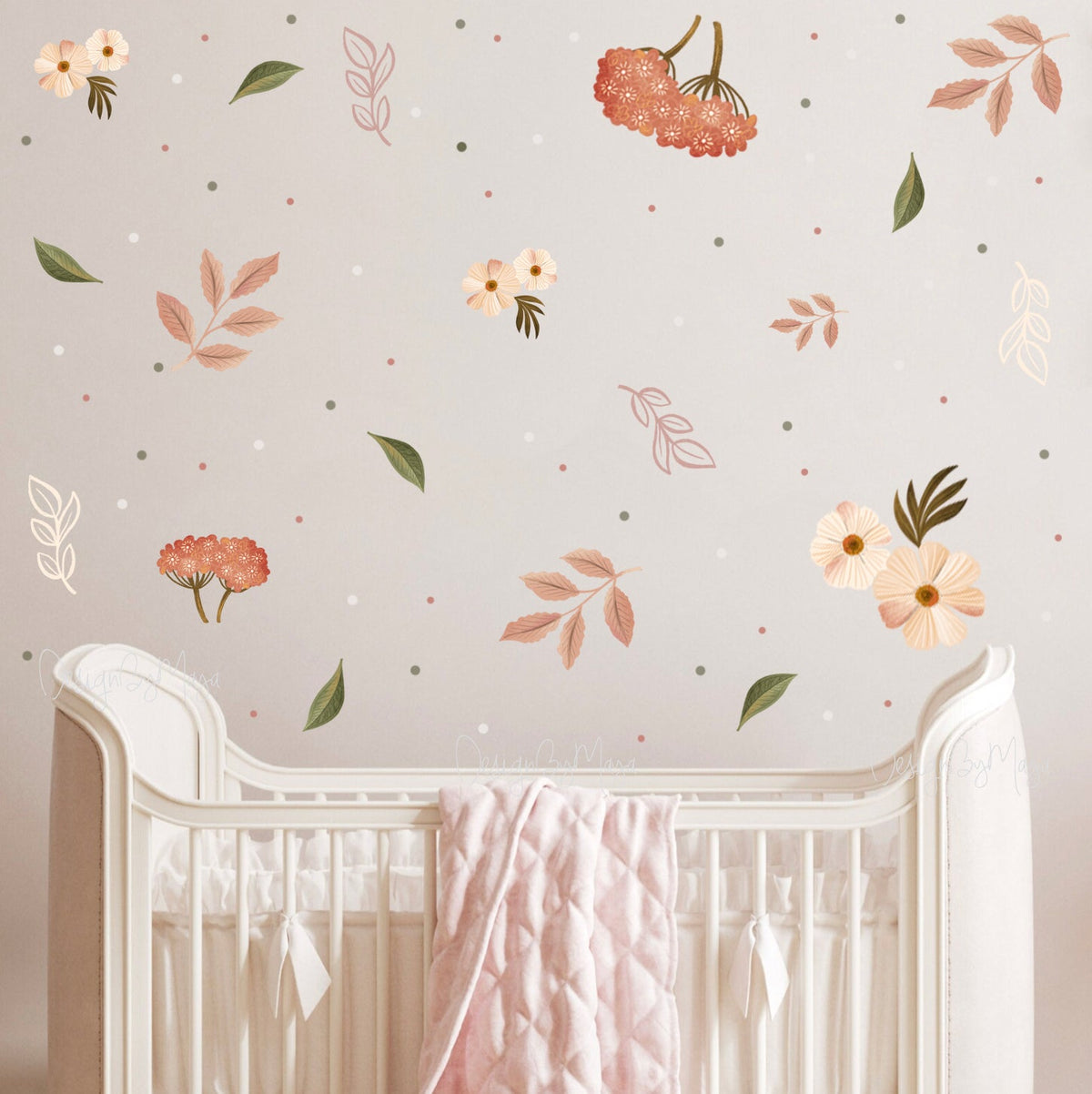Flowers & Leaves - Fabric Nursery Wall Art Decals