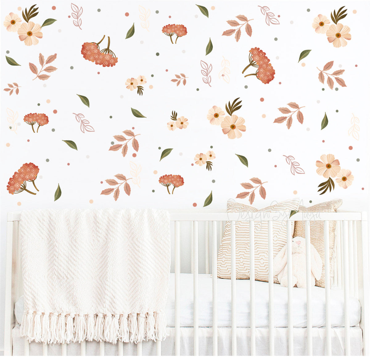 Flowers & Leaves - Fabric Nursery Wall Art Decals