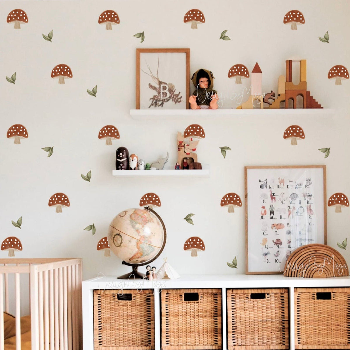 Mushrooms & Pine Trees - Fabric Nursery Wall Art Decals