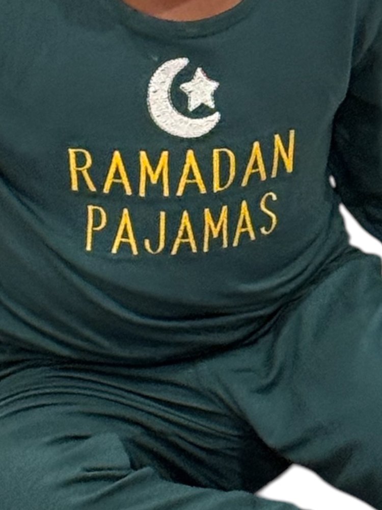 Red And Green Ramadan Embroidered Two-piece Toddler Set | Soft Cotton Pajamas |