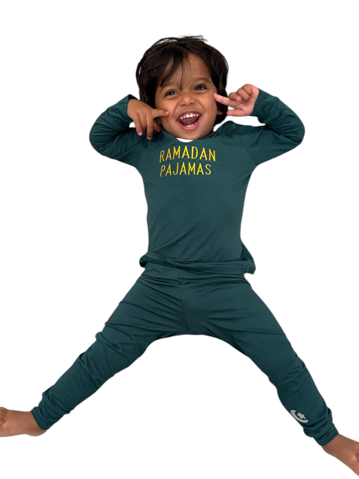 Red And Green Ramadan Embroidered Two-piece Toddler Set | Soft Cotton Pajamas |