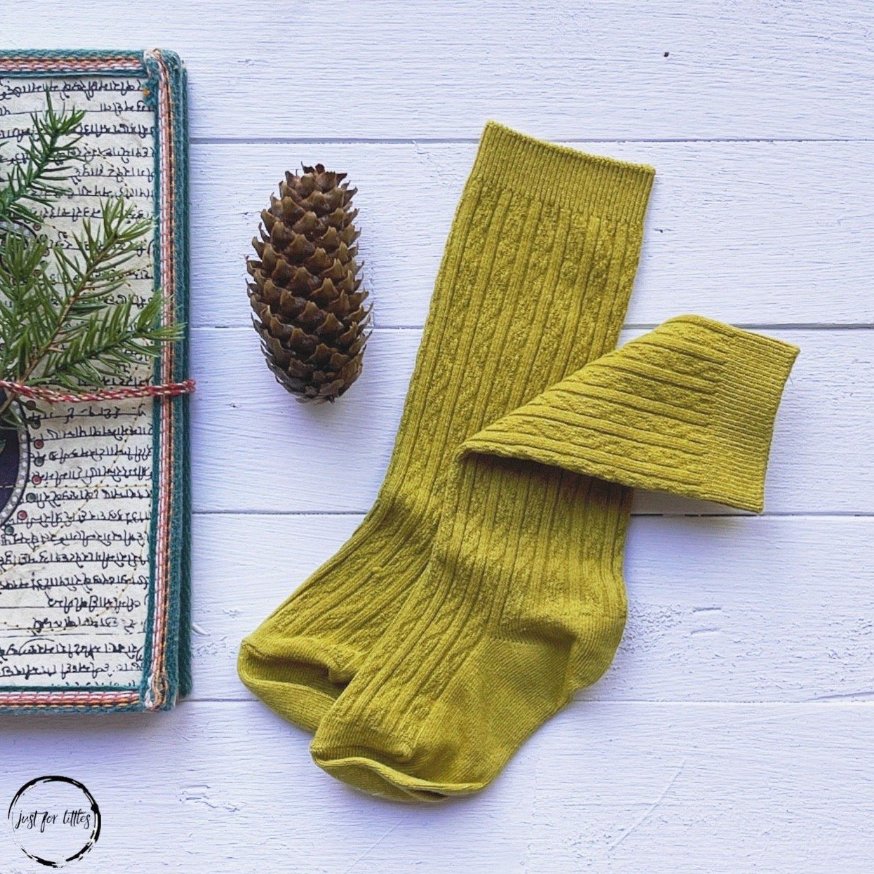 Mustard Cable Knit Socks