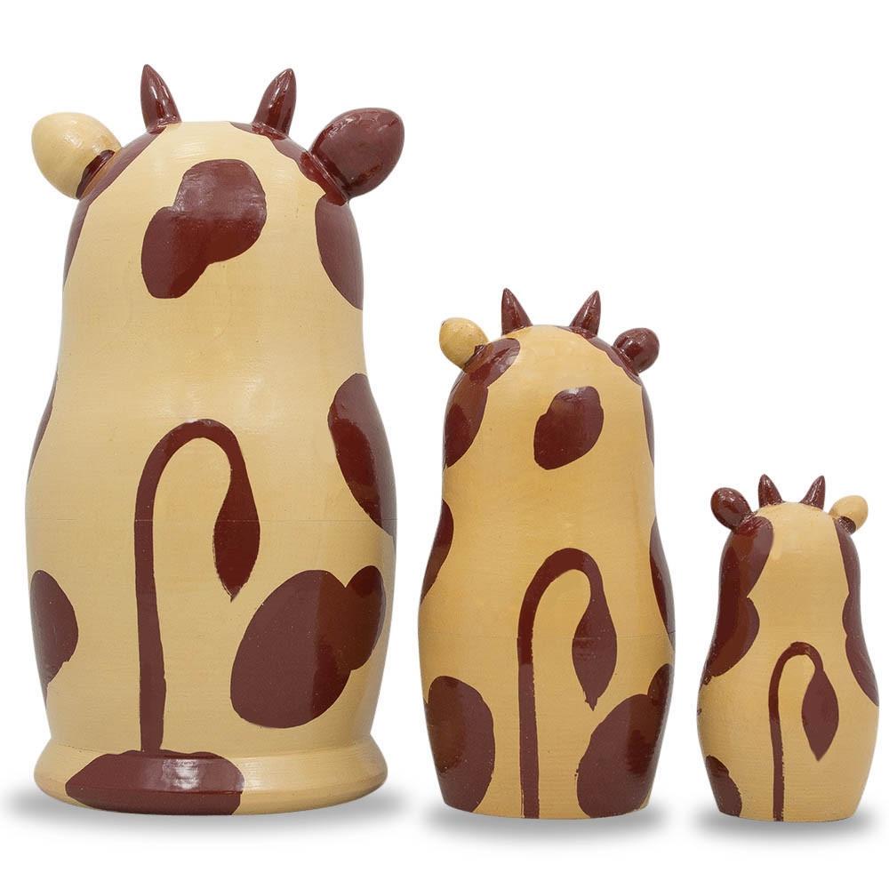 Set Of 3 Cow Family Nesting Doll 5.5 Inches