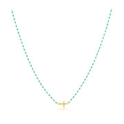Elsa Side Cross Necklace Turquoise