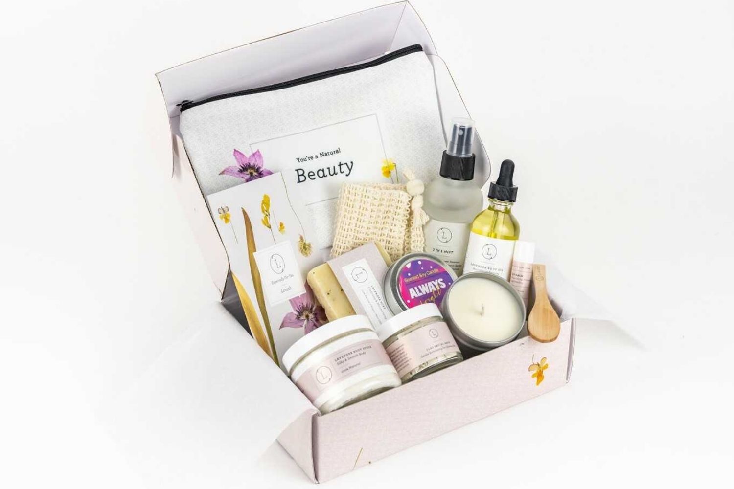 Spa Gift Box, Natural Lavender Bath & Body Relaxing Package For Friend
