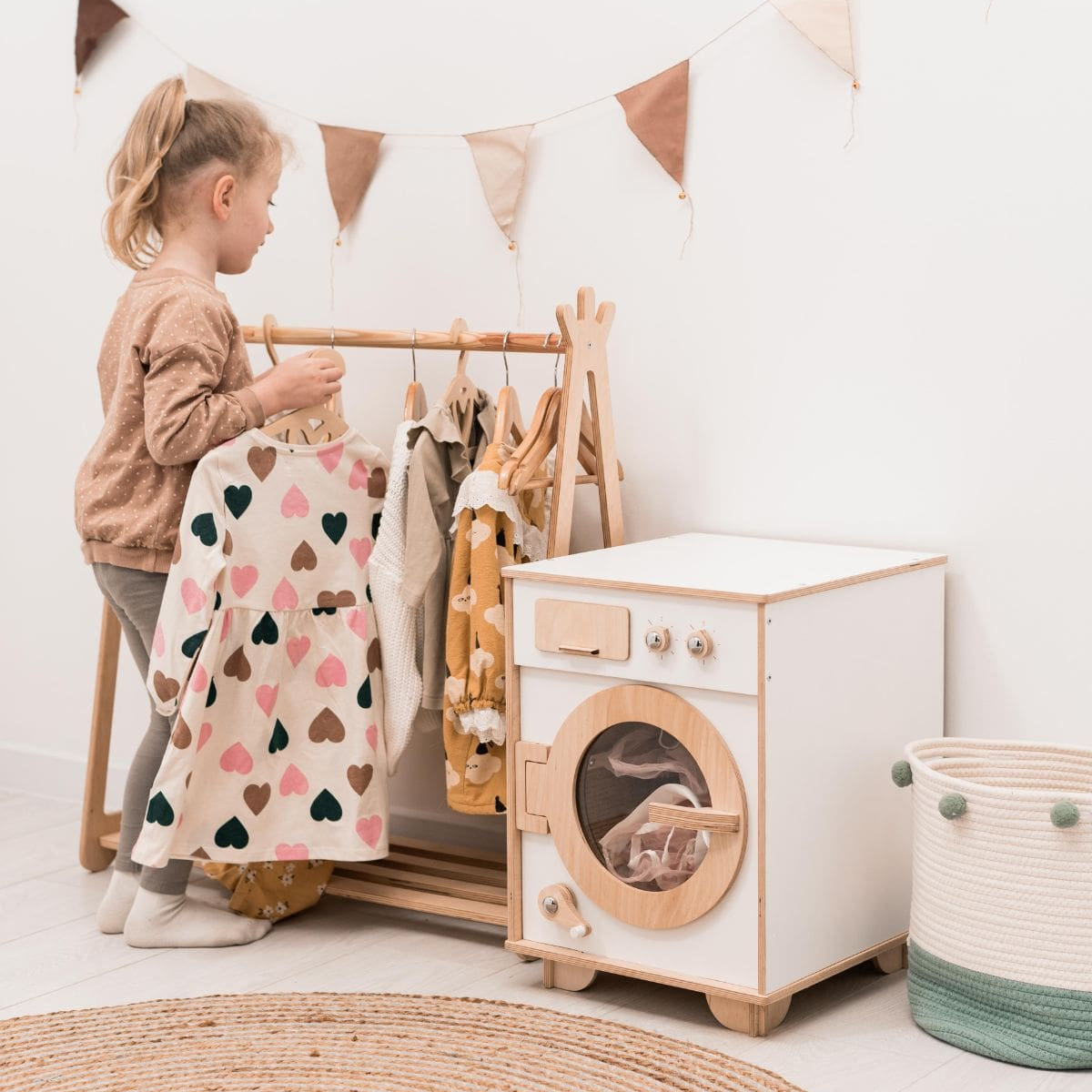 Natural Wooden Toy Washing Machine