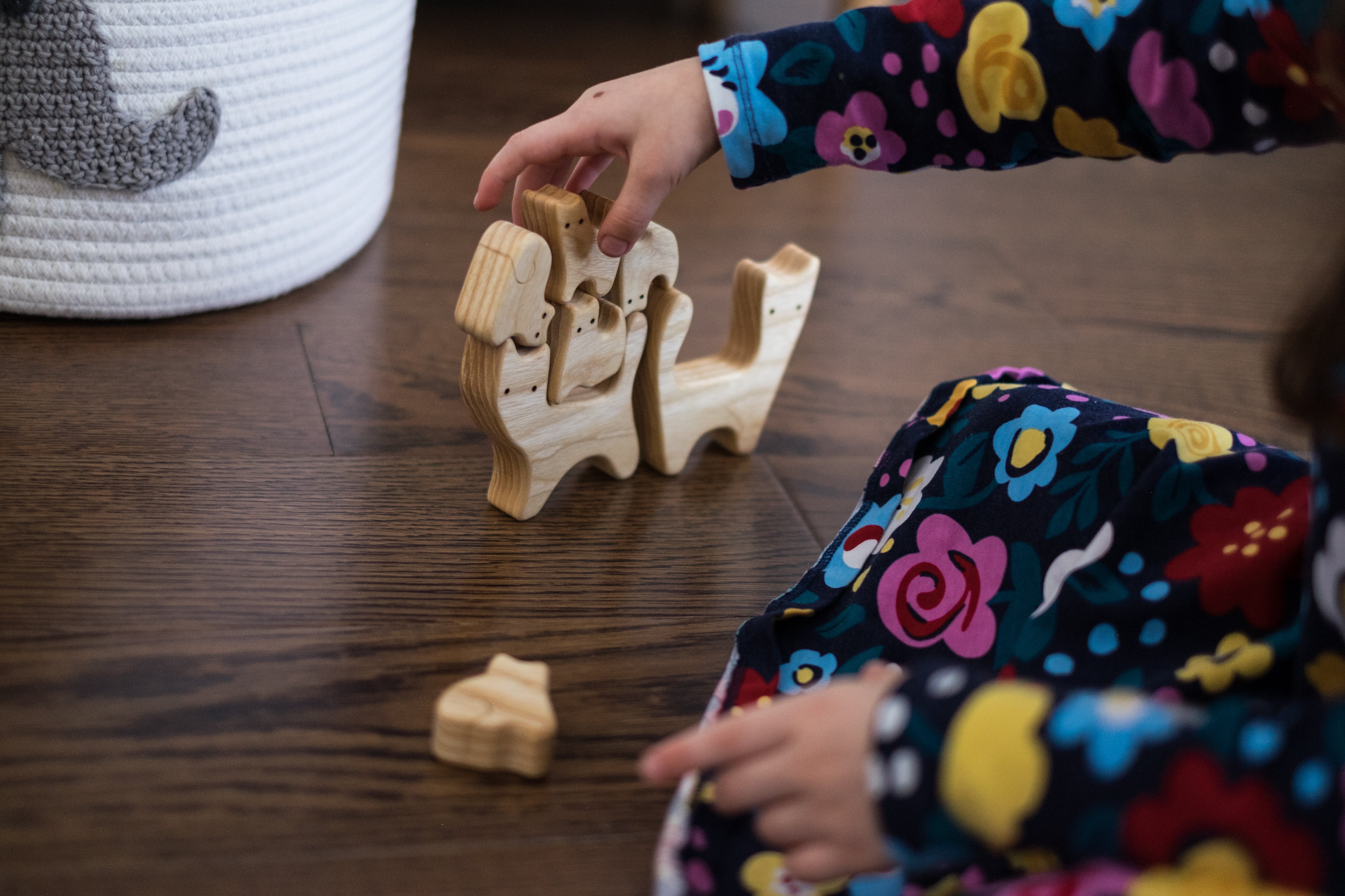 Waldorf Wooden Cats Family Of 7 Puzzle Set