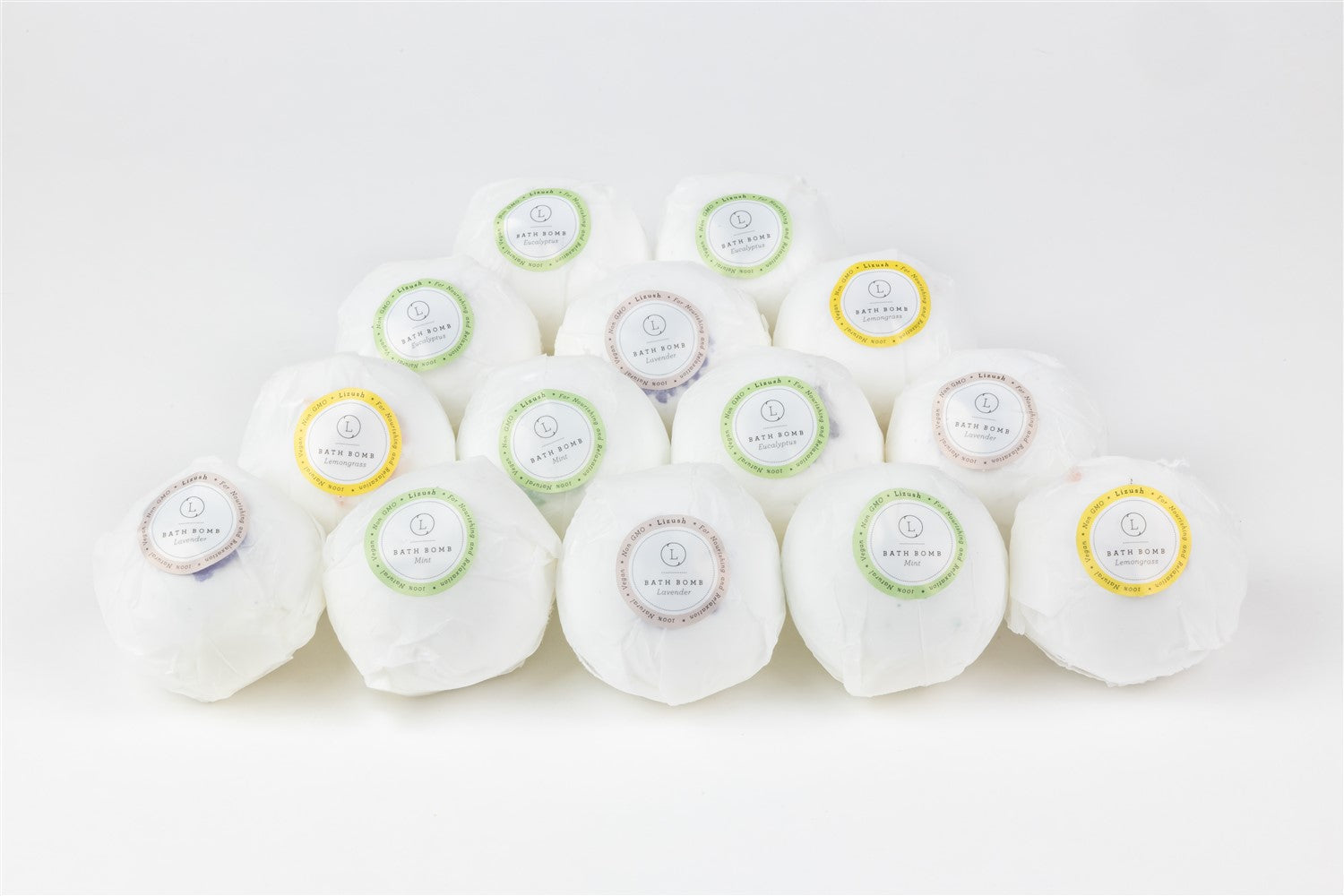Bulk - 100 Natural Vegan Mix Scents Bath Bombs - White