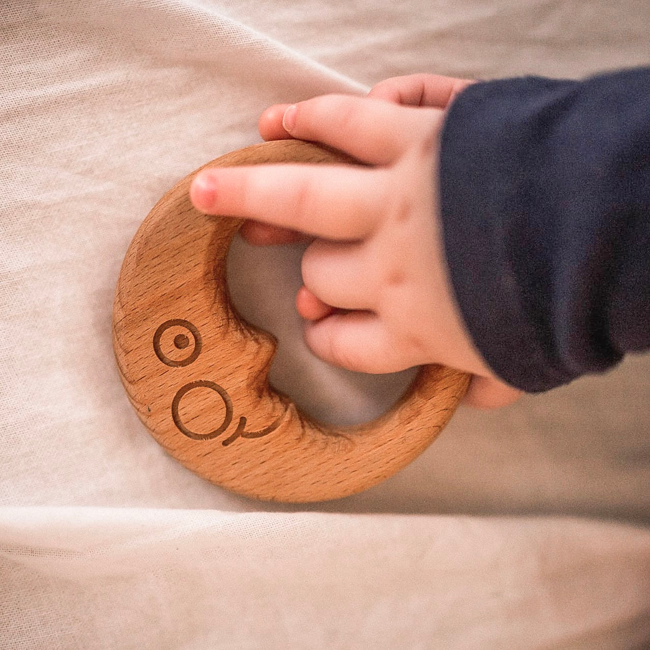 Organic Wooden Teether Toy Moon