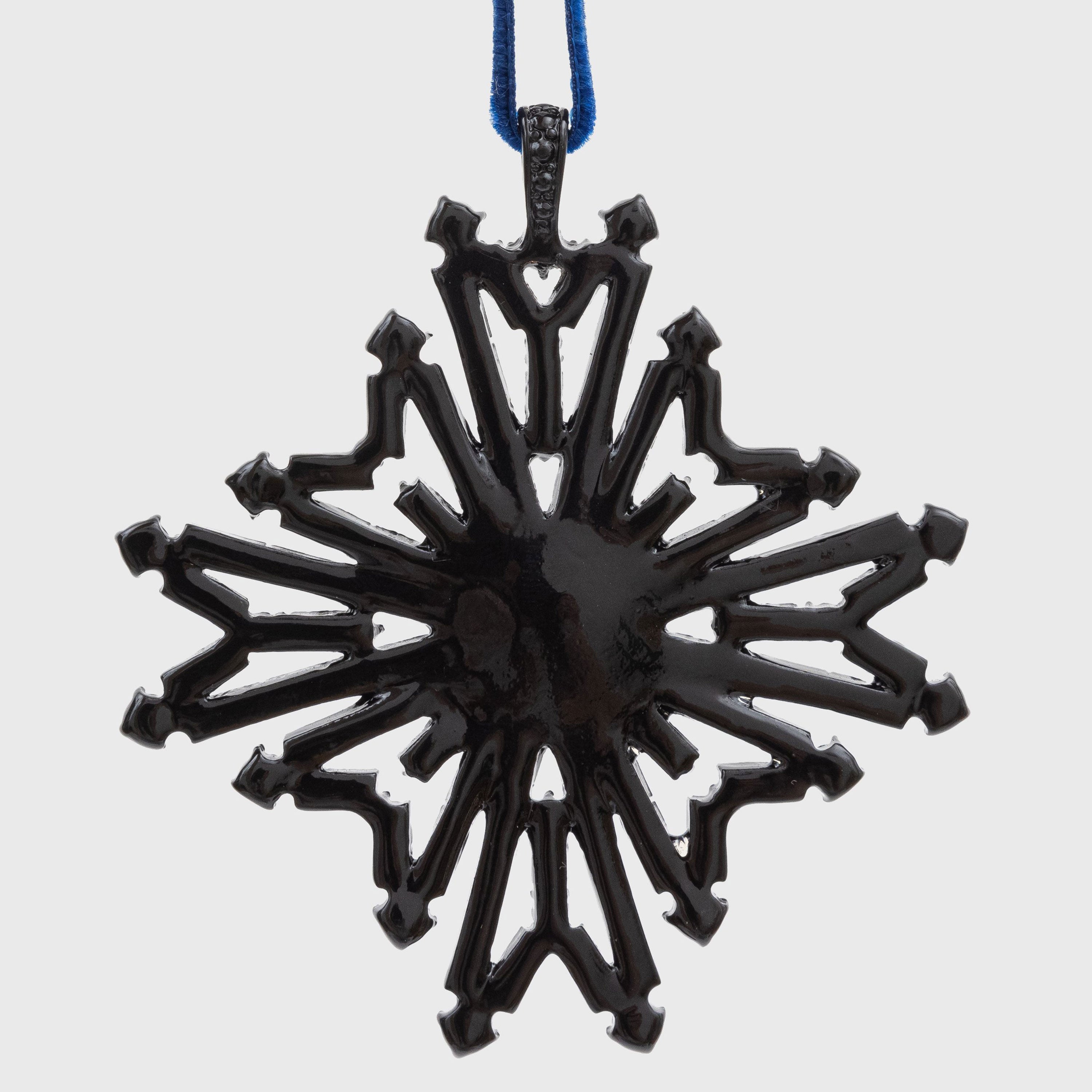 Baguette Snowflake Hanging Ornament, Navy